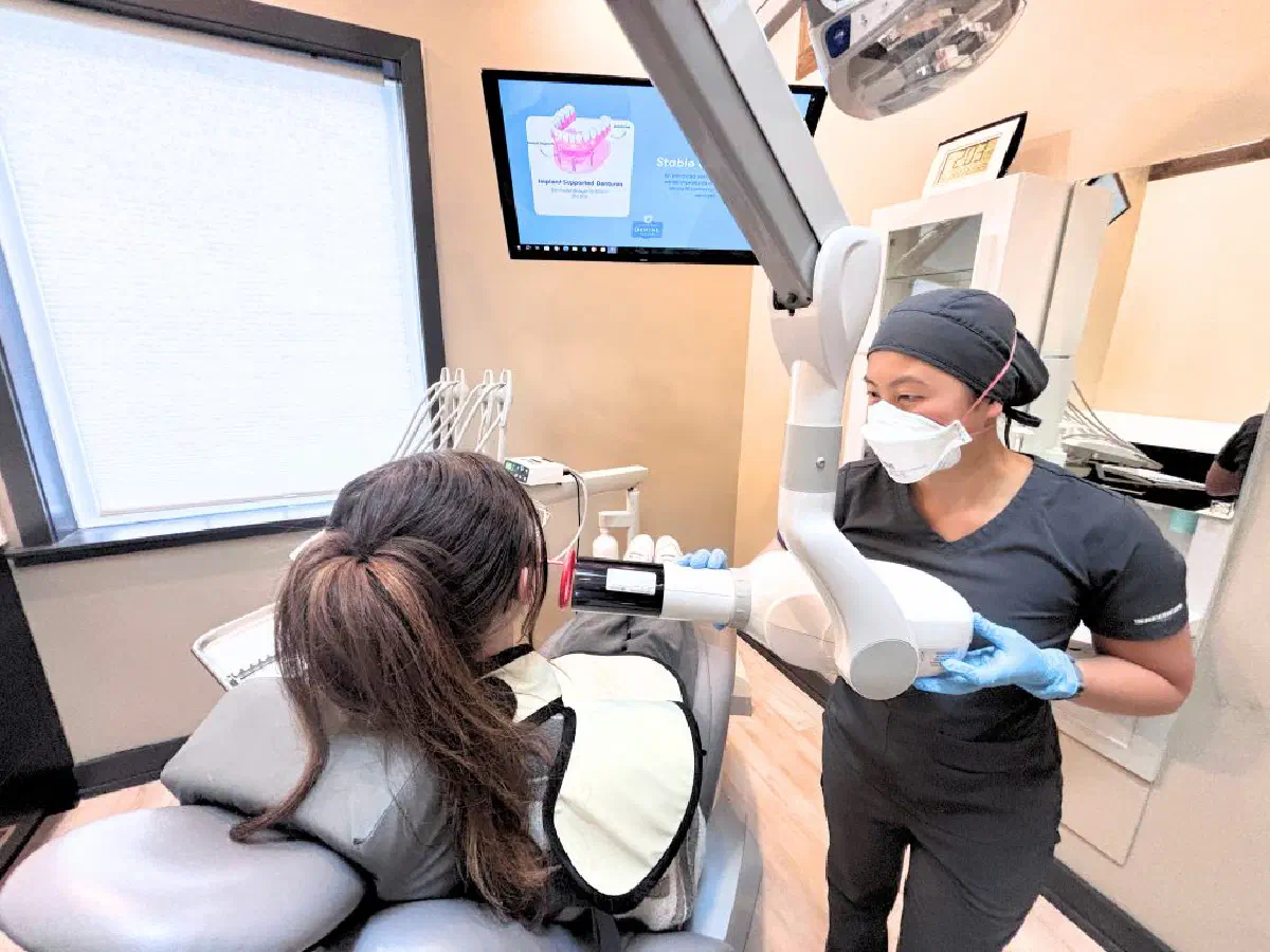 Digital dental X-ray equipment in a treatment room