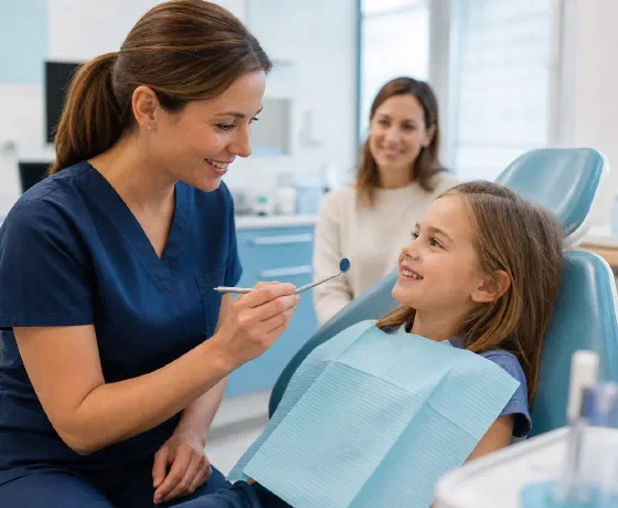 Dentist providing gentle care for a child