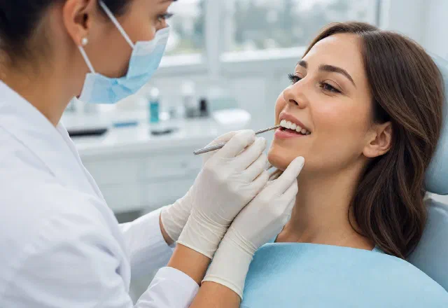 Tooth bonding treatment in a modern clinic